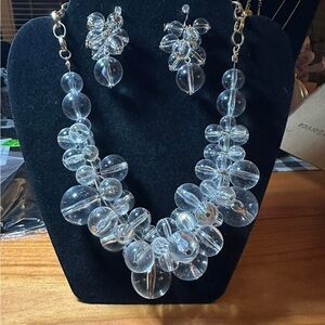Bubble Necklace Elegant Clear Bead Necklace and Earring Set